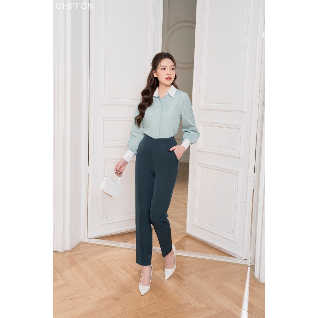 Áo sơ mi nữ kẻ sọc dài tay Chiffon