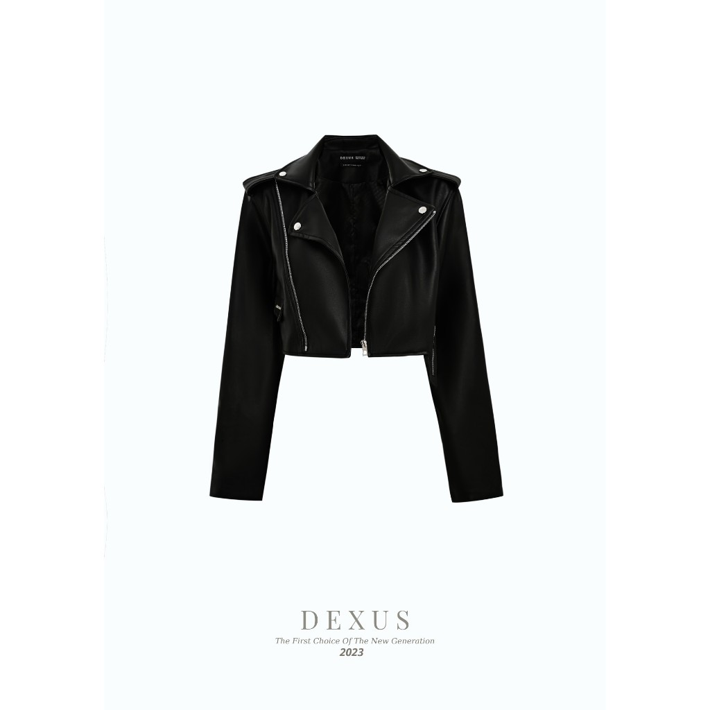 Áo Da Croptop Dài Tay 𝐃𝐗 𝐃𝐄𝐗𝐔𝐒 Màu Đen Cá Tính_DXA120204