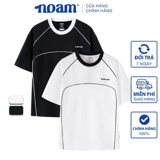 Áo thun Raglan Form rộng NOAM Special Line Unisex 100% Cotton - Màu đen/trắng