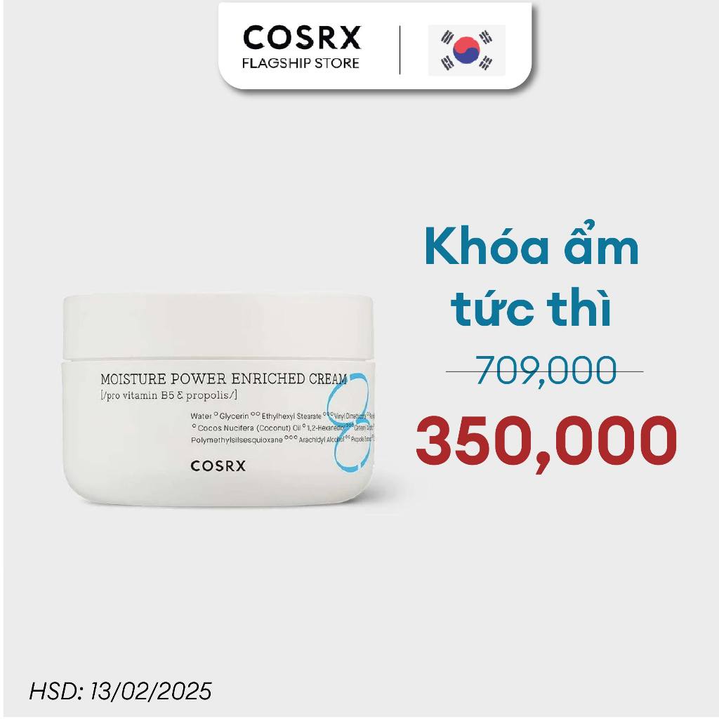 Kem Dưỡng Cấp Ẩm Chuyên Sâu (Keo Ong, B5) COSRX Hydrium Moisture Power Enriched Cream 50ml HSD[13/2/2025]