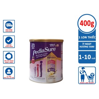 [CHÍNH HÃNG] Sữa Bột Abbott PediaSure Ít Ngọt Hương Vani Hộp 400g