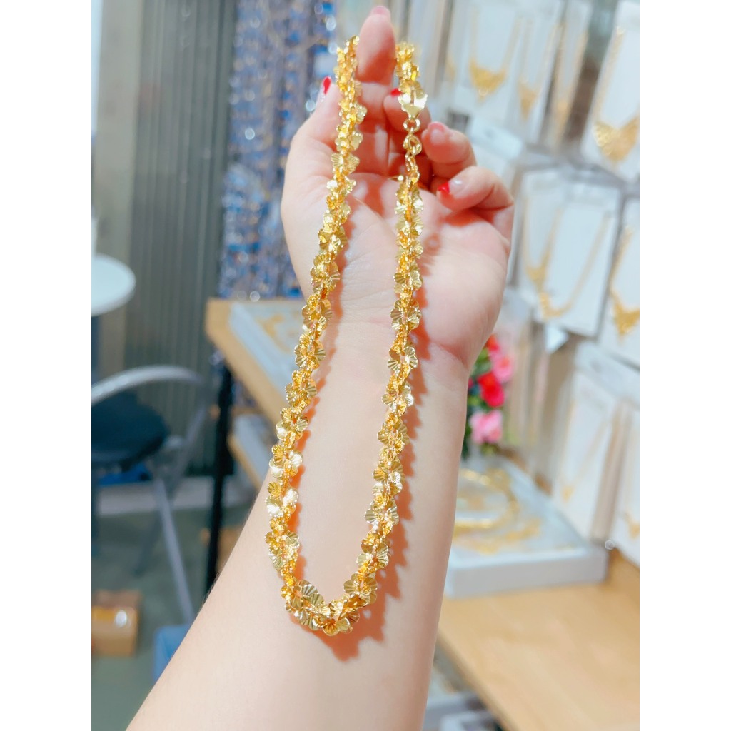Dây chuyền xoắn hoa mai chuẩn màu 18.k cao cấp K54