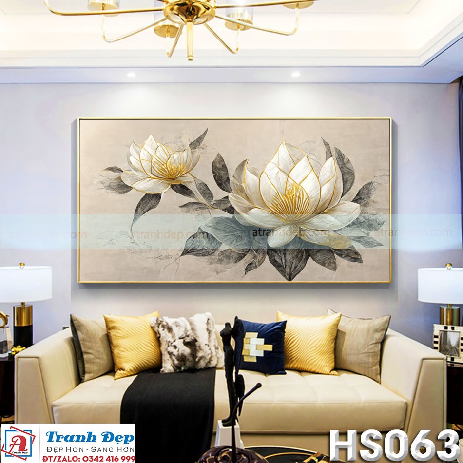 Tranh Canvas Hoa Sen trắng- HS063