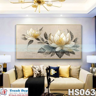 Tranh canvas hoa sen trắng- hs063