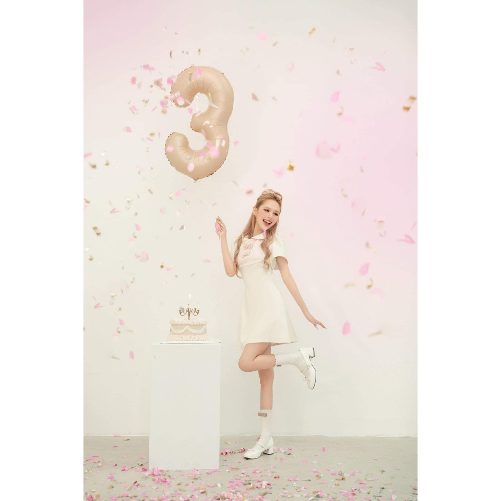 E lis dress đầm xinh cổ nơ hồng aguja