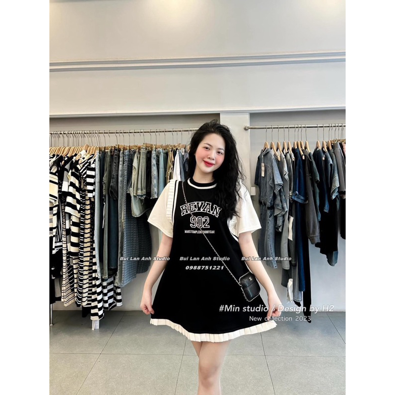 Đầm polo in chữ bigsize 55-90kg