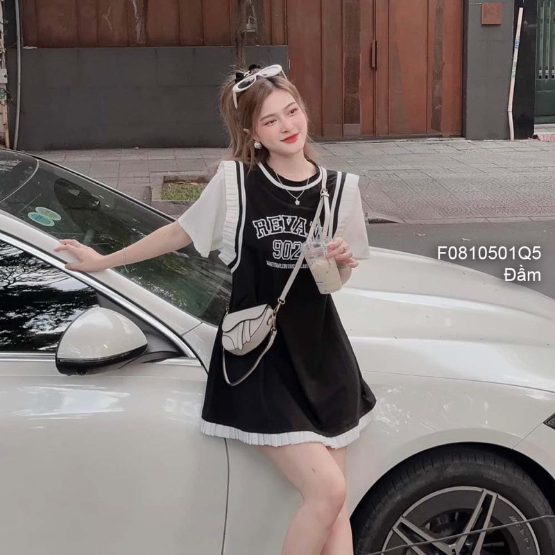 Đầm polo in chữ bigsize 55-90kg