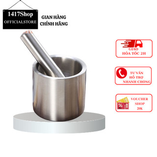 Bộ cối, chày inox 304. nặng 1.3kg. dung tích 450ml. chày dài 15cm. lòng cối cao 6cm. chiều cao của cối 9cm