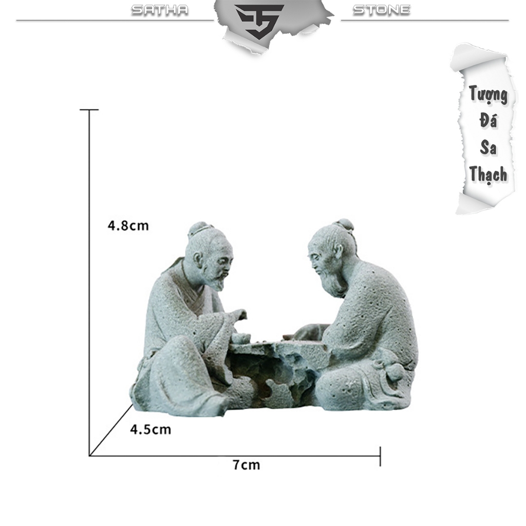 Tượng đánh cờ ST077 chất liệu đá sa thạch cao cấp - Tượng Deco, trang trí, trưng bày, tiểu cảnh, bán cạn, terrarium
