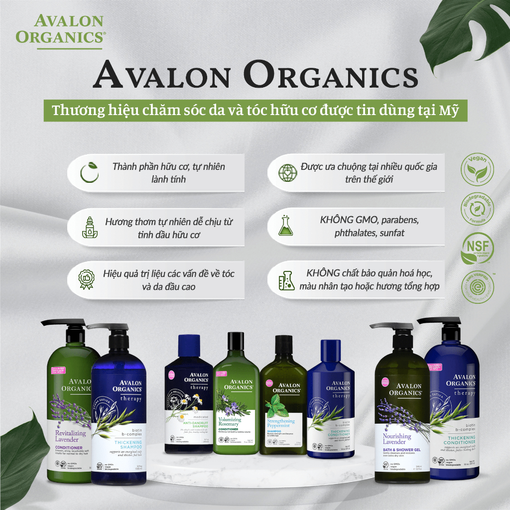 Dầu xả hữu cơ Avalon Organics 325ml/414ml/946ml