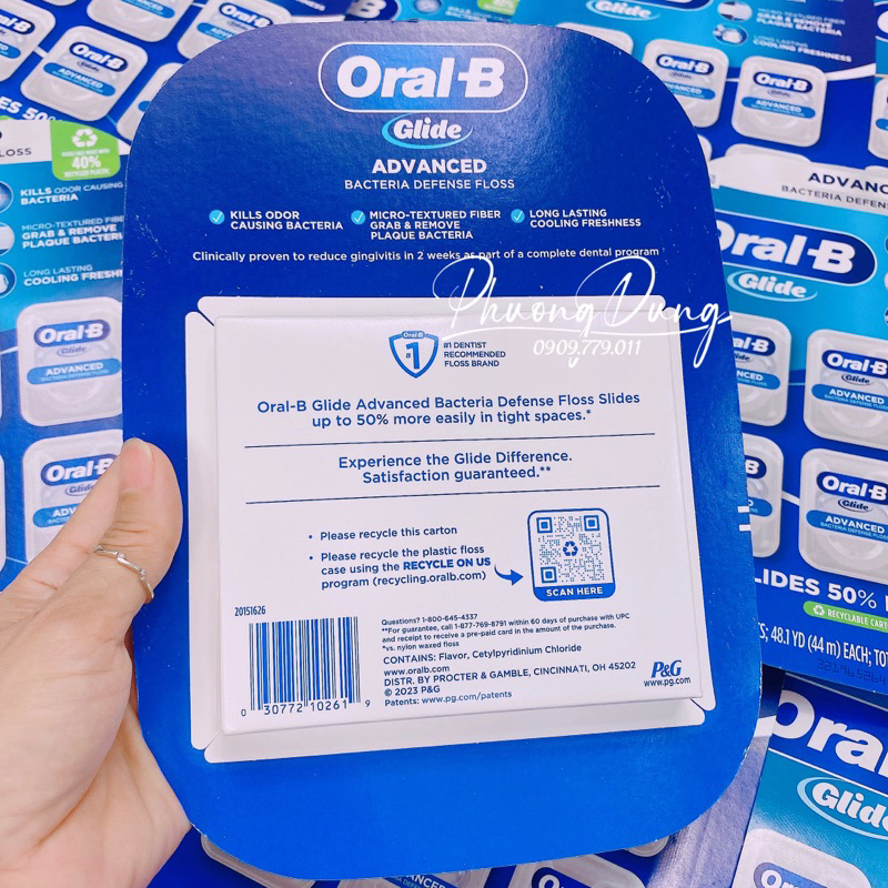 Tăm chỉ nha khoa Oral-B Glide Advanced Multi Protection Floss Clean Mint chuẩn Mỹ hộp 44m