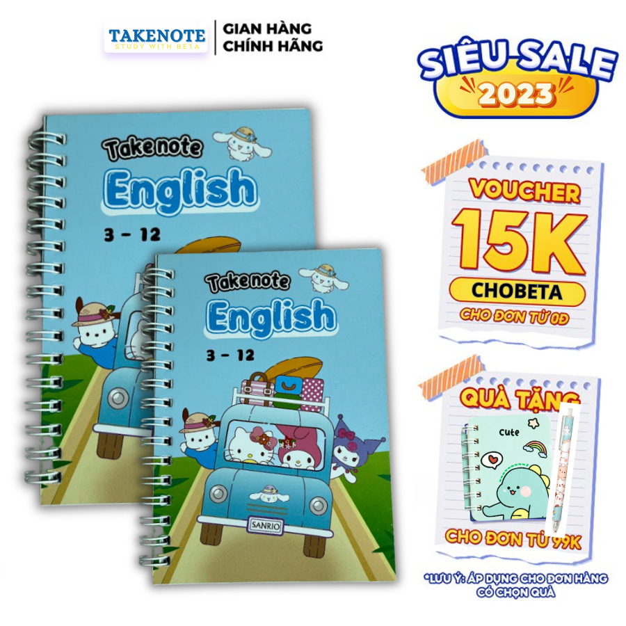 Sổ Tay Takenote Tiếng Anh Cấp 1, 2, 3 Bản Mini Dễ Dàng Bỏ Túi