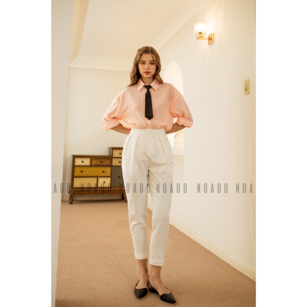 Áo sơ mi sọc nhí cam NGADO