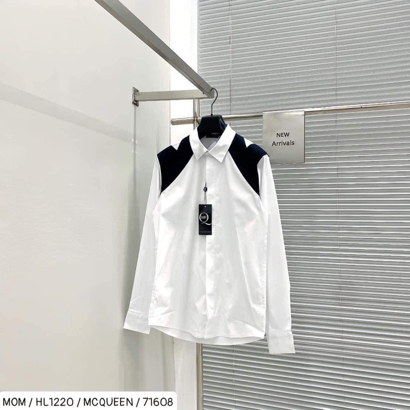 Áo sơ mi nam mcq có hoạ tiết phối màu đen lịch sự thời trang phong cách giới trẻ có size từ s đến xl