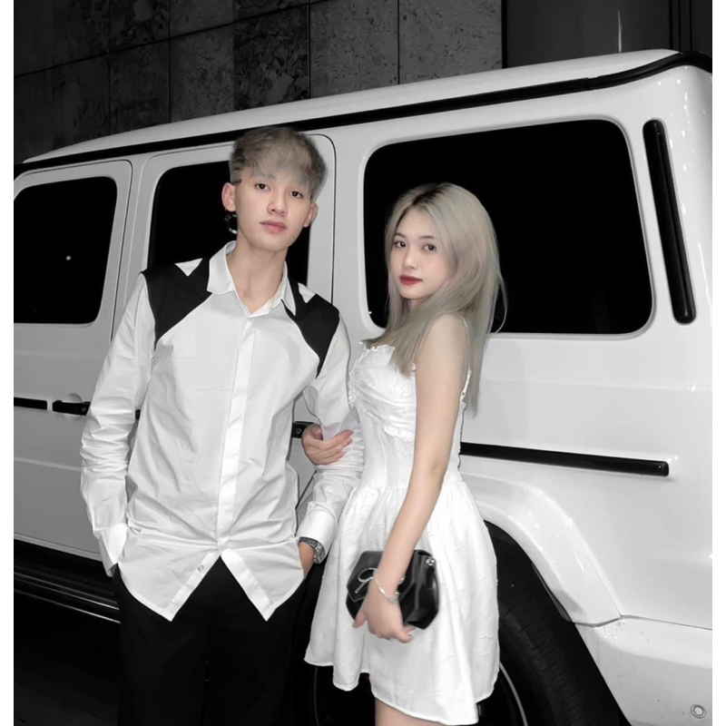 Áo sơ mi nam mcq có hoạ tiết phối màu đen lịch sự thời trang phong cách giới trẻ có size từ s đến xl