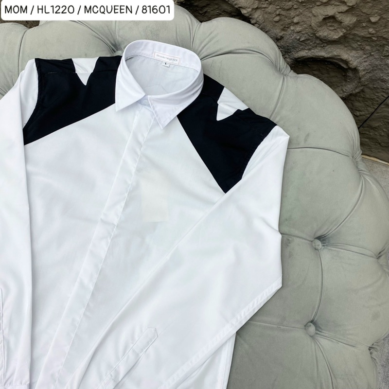 Áo sơ mi nam mcq có hoạ tiết phối màu đen lịch sự thời trang phong cách giới trẻ có size từ s đến xl