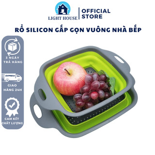 Rổ silicon gấp gọn size 29cm vuông nhà bếp xếp, gấp gọn tiện lợi cho gia đình