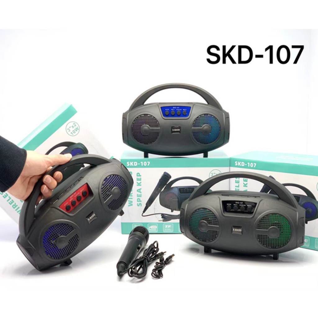 Loa Hát Karaoke Bluetooth SKD107 Tặng Kèm Míc Hát Sạc Pin Tiện Dụng, Âm Bass Mạnh Hát Cực Hay, Bảo Hành 12 Tháng