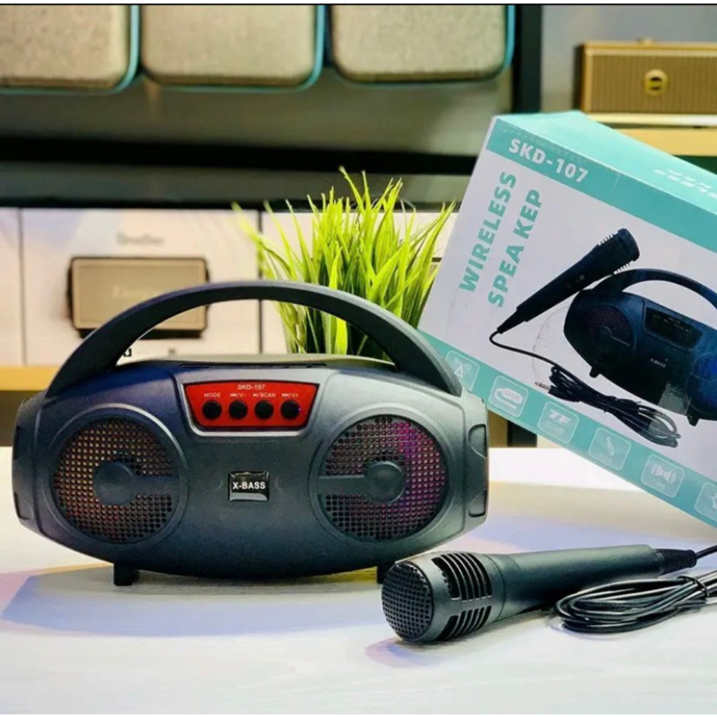 Loa Hát Karaoke Bluetooth SKD107 Tặng Kèm Míc Hát Sạc Pin Tiện Dụng, Âm Bass Mạnh Hát Cực Hay, Bảo Hành 12 Tháng