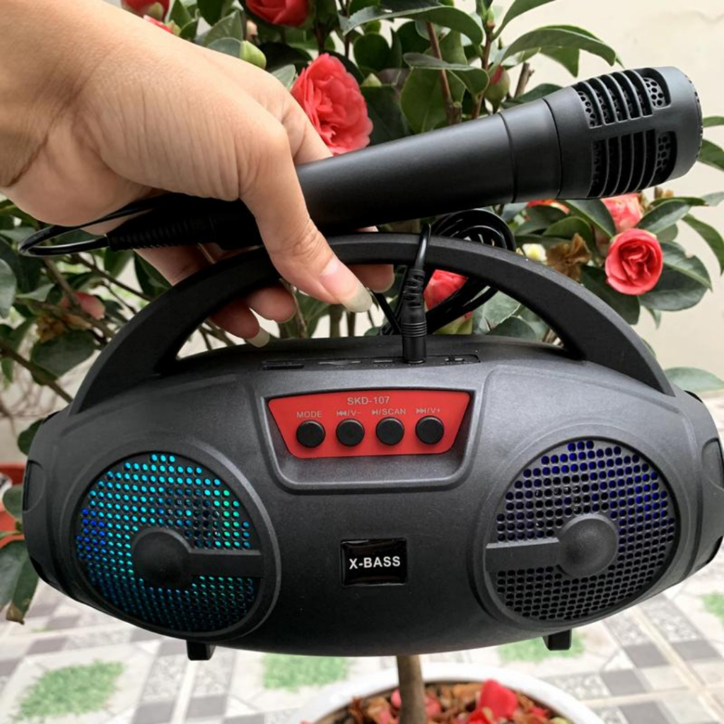 Loa Hát Karaoke Bluetooth SKD107 Tặng Kèm Míc Hát Sạc Pin Tiện Dụng, Âm Bass Mạnh Hát Cực Hay, Bảo Hành 12 Tháng