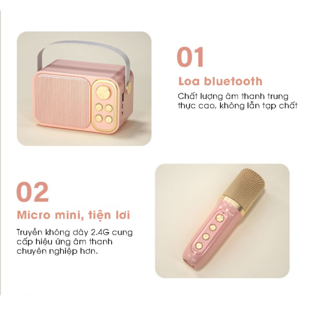 Loa Karaoke Mini, Loa Hát Karaoke Mini Bluetooth YS103 Tặng Kèm 1 Míc Hát Không Dây Công Suất 5W Âm Thanh Bass Cực Hay