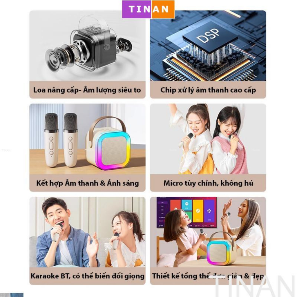 Loa Bluetooth, Loa Karaoke Mini K12 Sạc Pin Không Dây, Âm Thanh Hay Bass Chuẩn Tặng Kèm 2 Míc Hát, Bảo Hành 12 Tháng