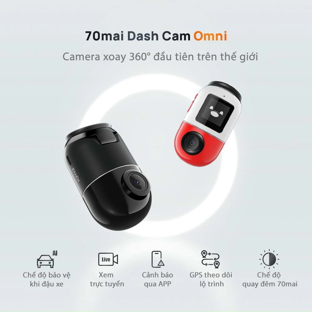 Camera Hành Trình 70mai Dash Cam Omni X200 Giám Sát Từ Xa Bằng Mạng 4G, Điều Khiển Xoay 360 Độ , Bảo hành 2 năm