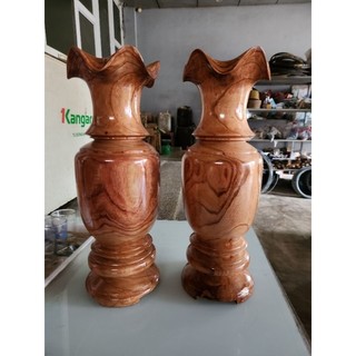 1 đôi lục bình cắm hoa khô gỗ xoan