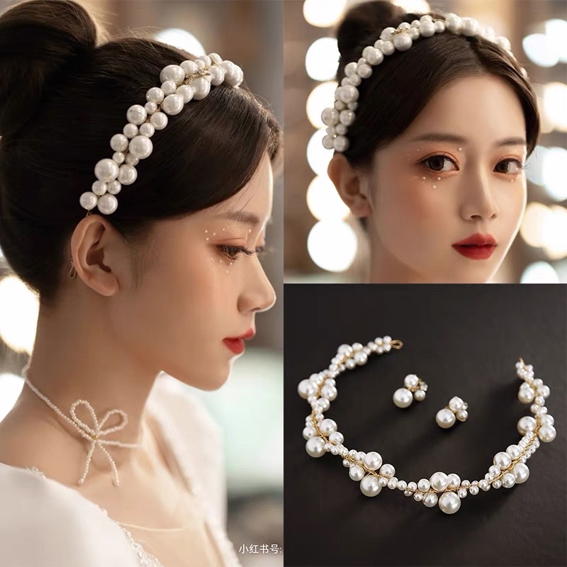 Băng Đô  Cài Tóc Kèm Bông Tai mã W635