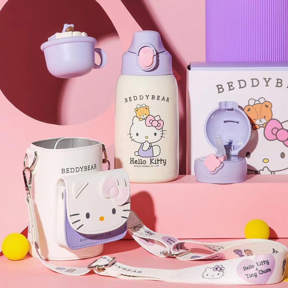 Bình giữ nhiệt trẻ em BEDDDYBEAR - 3 Nắp thay thế - Hello Kitty - 630 ml -RT104-630-KITTY . Chính hãng Beddy Bear