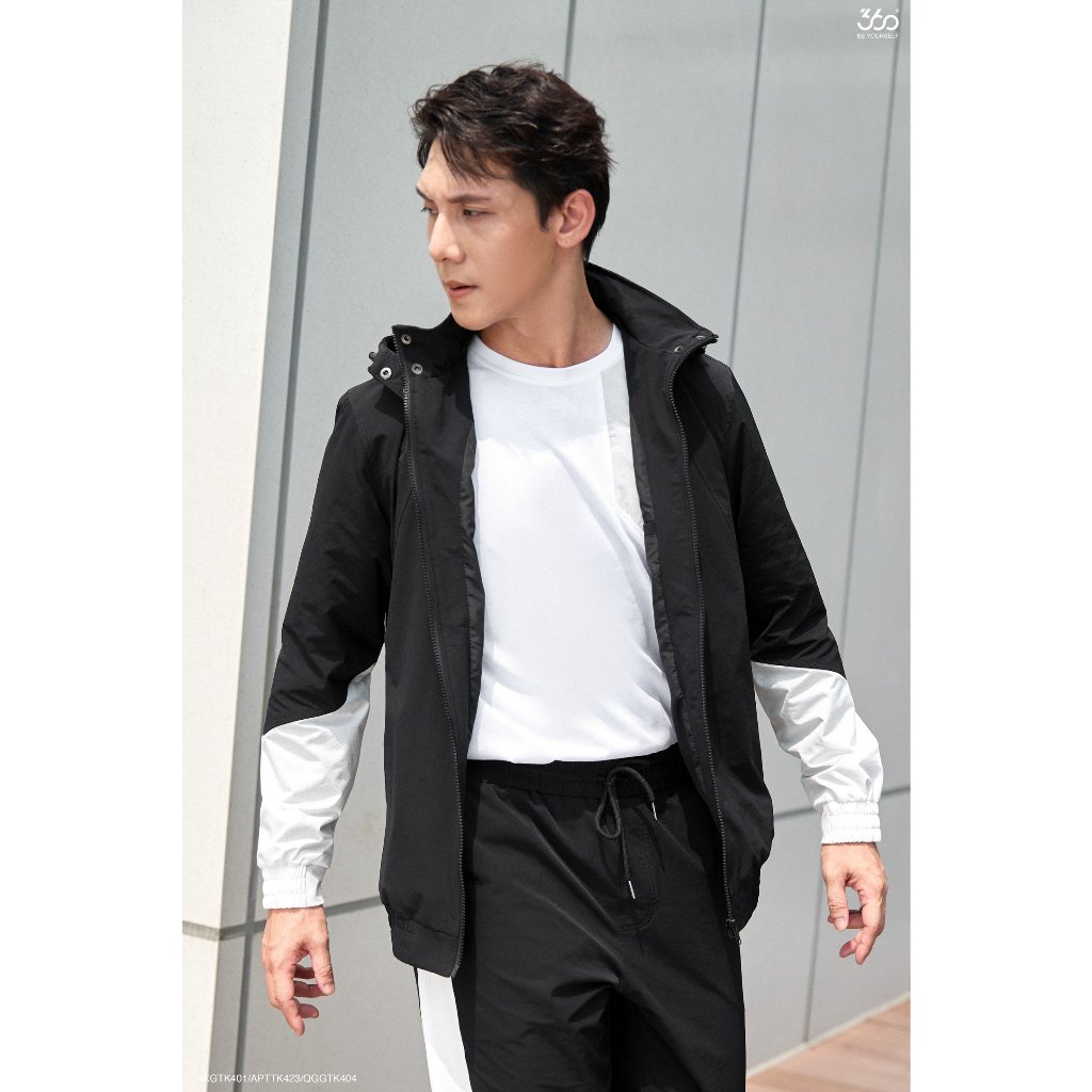 Áo khoác gió nam 2 lớp có mũ thương hiệu 360 Boutique chất liệu cao cấp chống nước - AKGTK401