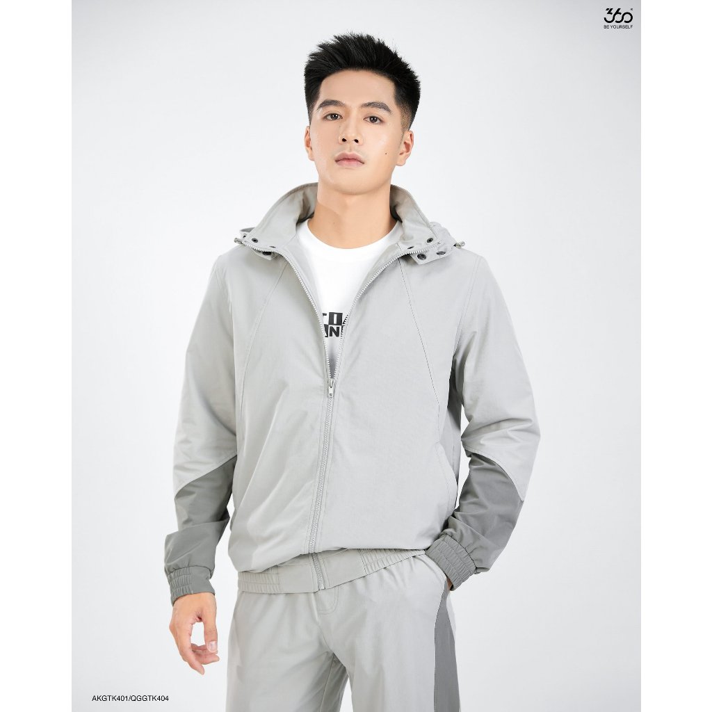 Áo khoác gió nam 2 lớp có mũ thương hiệu 360 Boutique chất liệu cao cấp chống nước - AKGTK401