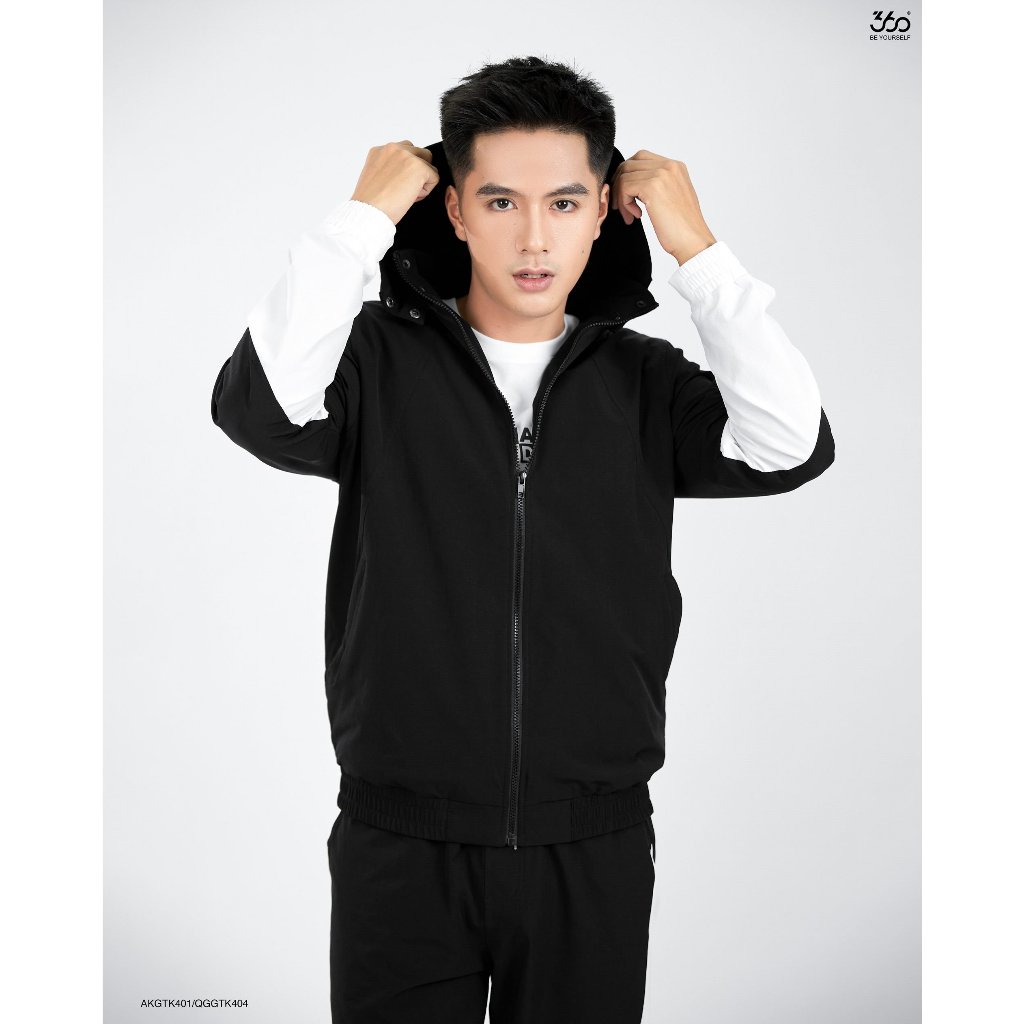 Áo khoác gió nam 2 lớp có mũ thương hiệu 360 Boutique chất liệu cao cấp chống nước - AKGTK401