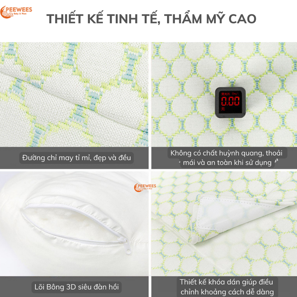 Gối Ôm Bà Bầu Cao Cấp 2 Trong 1 PEEWEES Thiết Kế Thông Minh, Giảm Tối Đa Đau Lưng, Nâng Đỡ Bụng Giúp Mẹ Bầu Ngủ Ngon