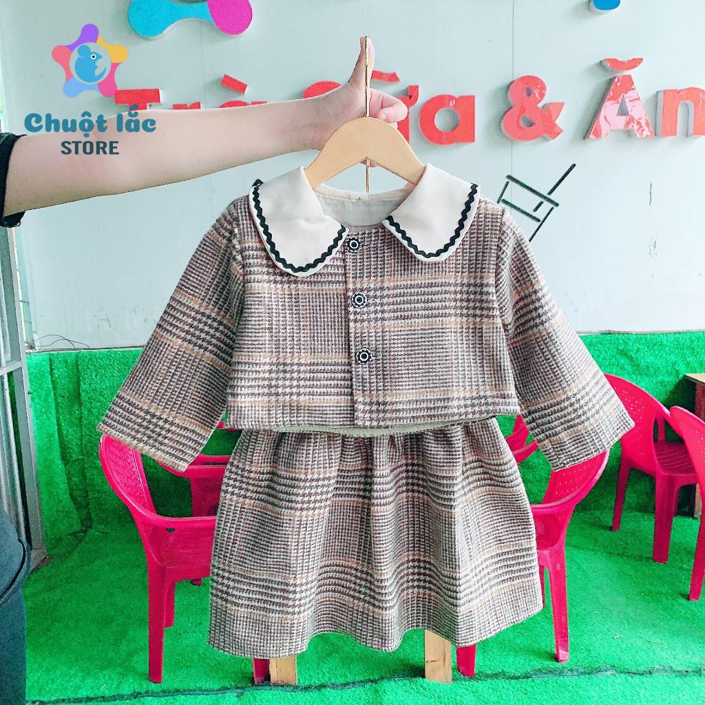 Sét Váy Dạ Cho Bé Gái Từ 8kg Đến 18kg, Váy Kèm Áo Khoác Cho Bé Gái