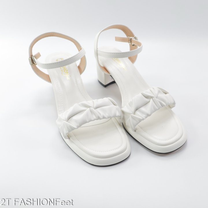 Giày Sandal, Cao Gót Nữ, Mũi Vuông, Quai Da Nhún Thanh Lịch,Gót Cao 5Cm-PSĐĐN03