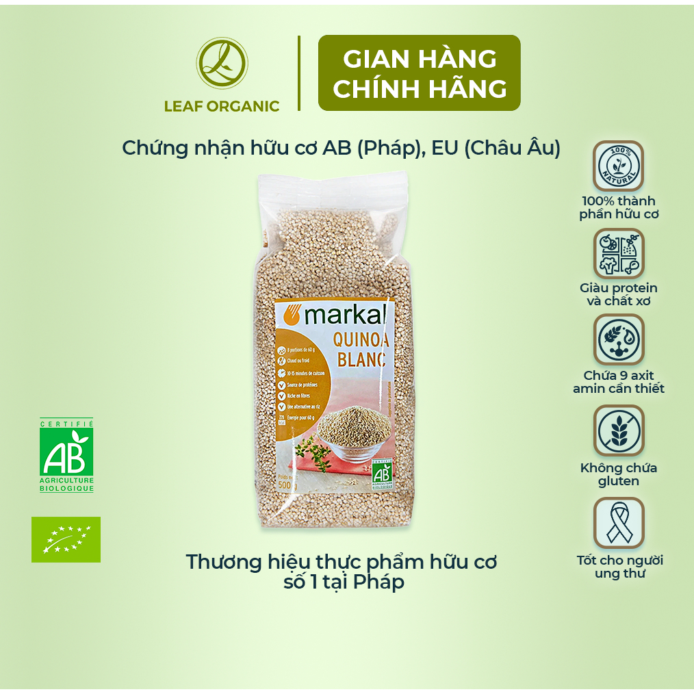 (Organic) Hạt diêm mạch quinoa trắng hữu cơ Markal 500g