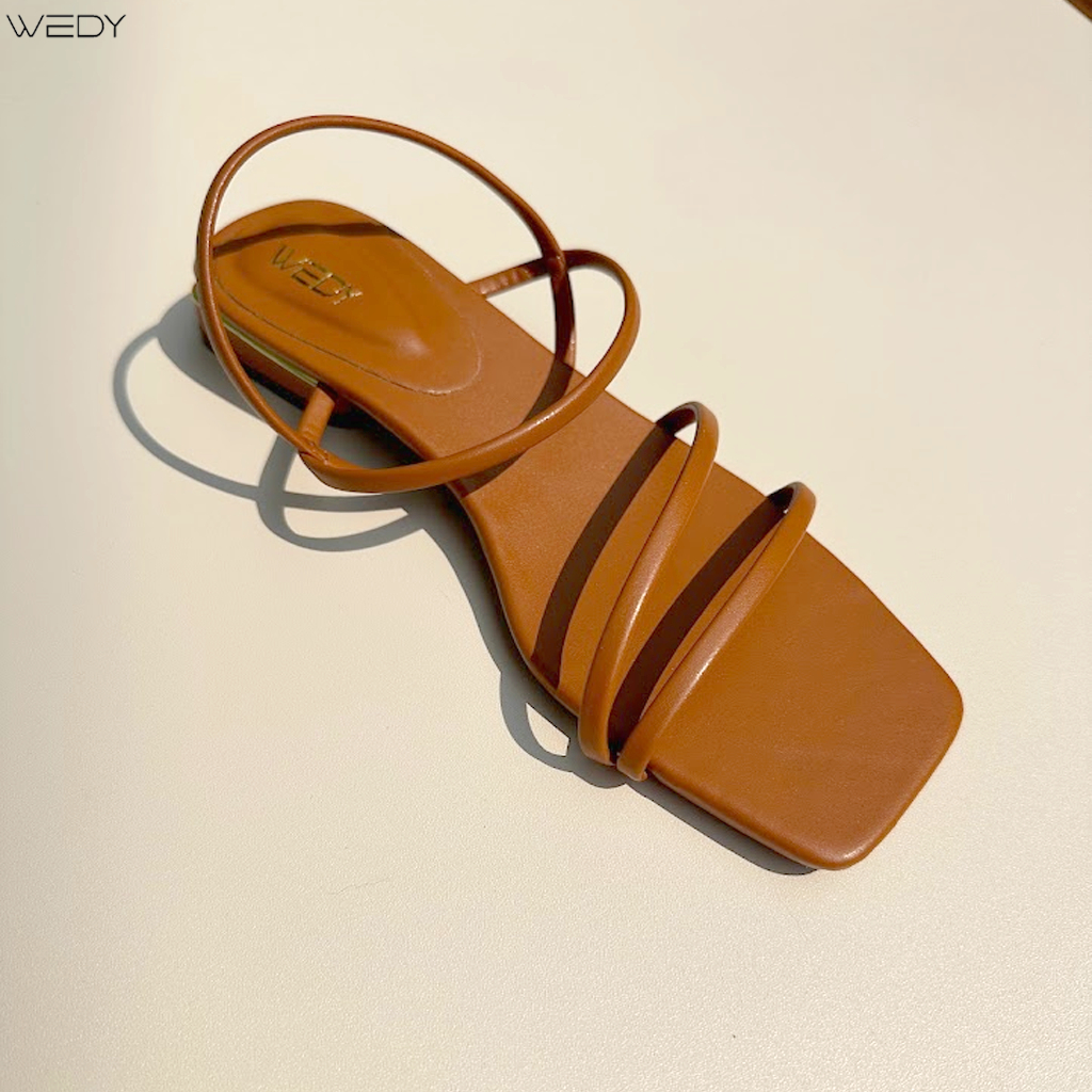 Giày Sandal Quai Mảnh Hở Ngón Đế Bệt, Sandal Quai Chéo Da Mềm Gót 3 Phân WD2321