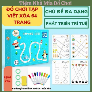 Bộ Tập Tô Vẽ 64 Trang Thông Minh Xóa Được Tặng 6 Bút  Học Liệu Montessori Đồ Chơi Giáo Dục Cho Bé 2 3 4 5 Tuổi