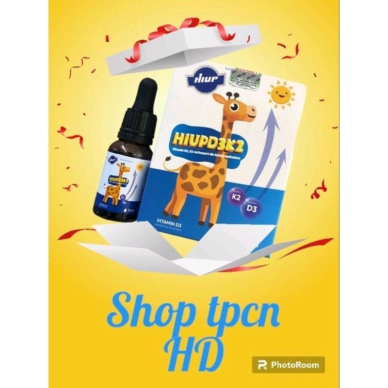 HiupD3K2 15ml Bổ Sung Vitamin D3 K2 giúp tăng cường hấp thu Canxi Cho Bé