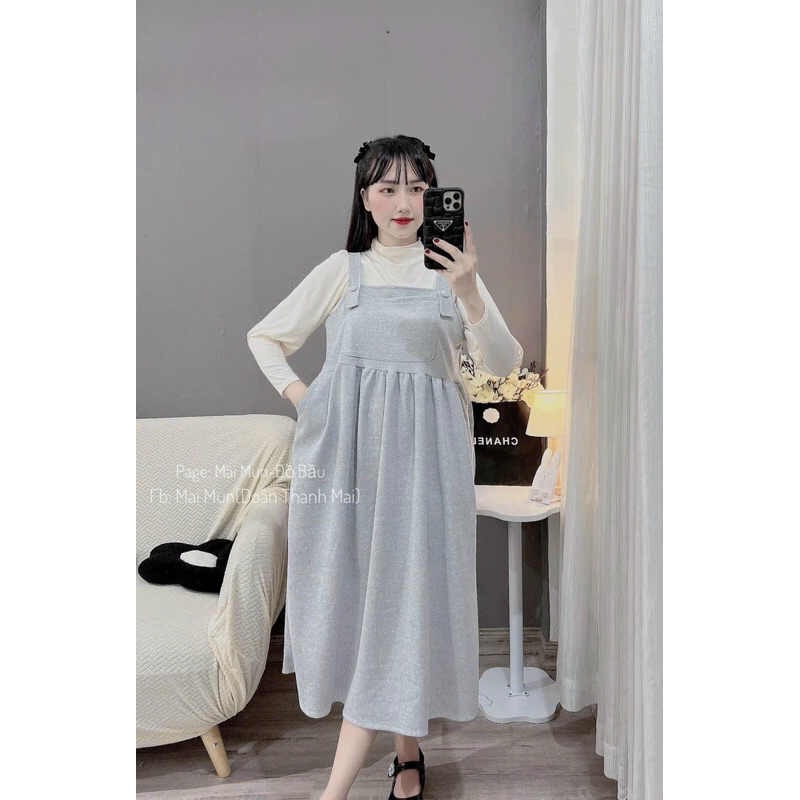 Váy bầu thu đông,chất nhung dày đẹp