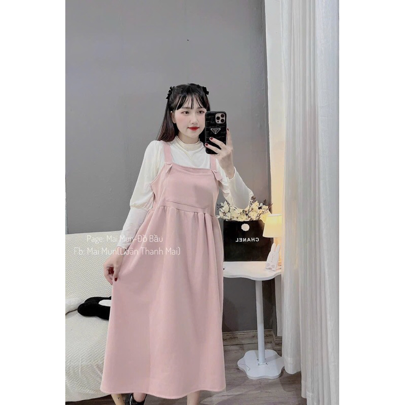 Váy bầu thu đông,chất nhung dày đẹp