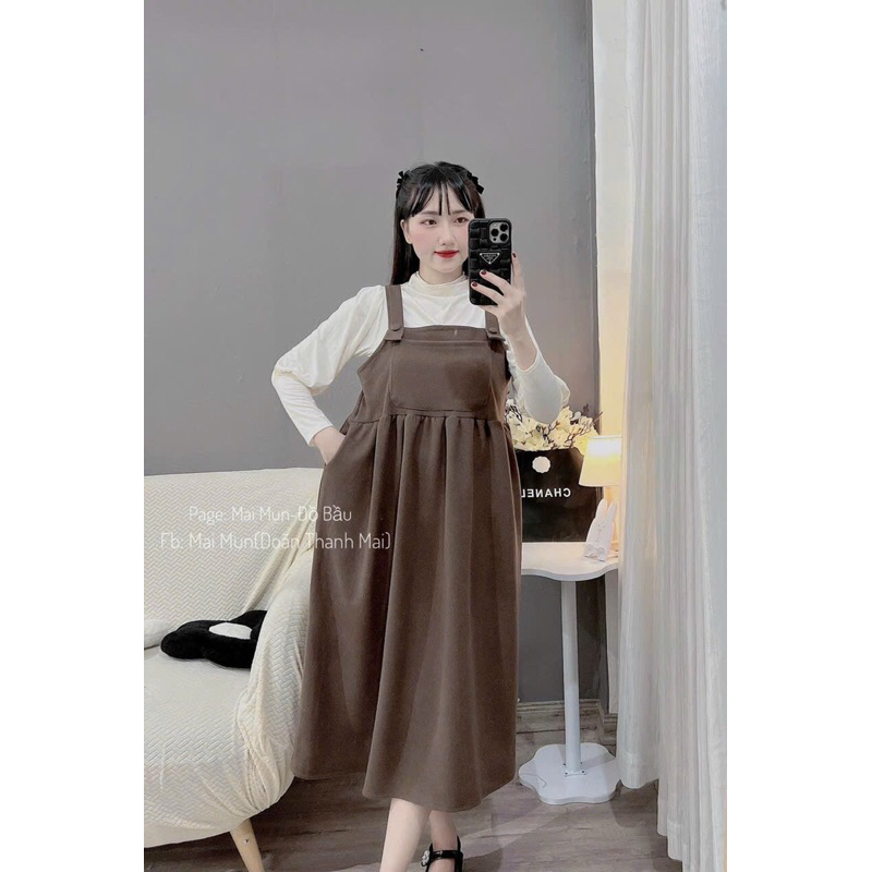 Váy bầu thu đông,chất nhung dày đẹp