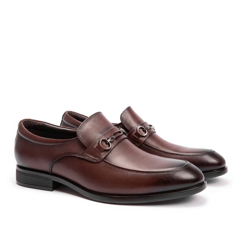 Giày lười nam MULGATI Horsebit Loafer da trơn mũi viền đai kim loại - FA19918