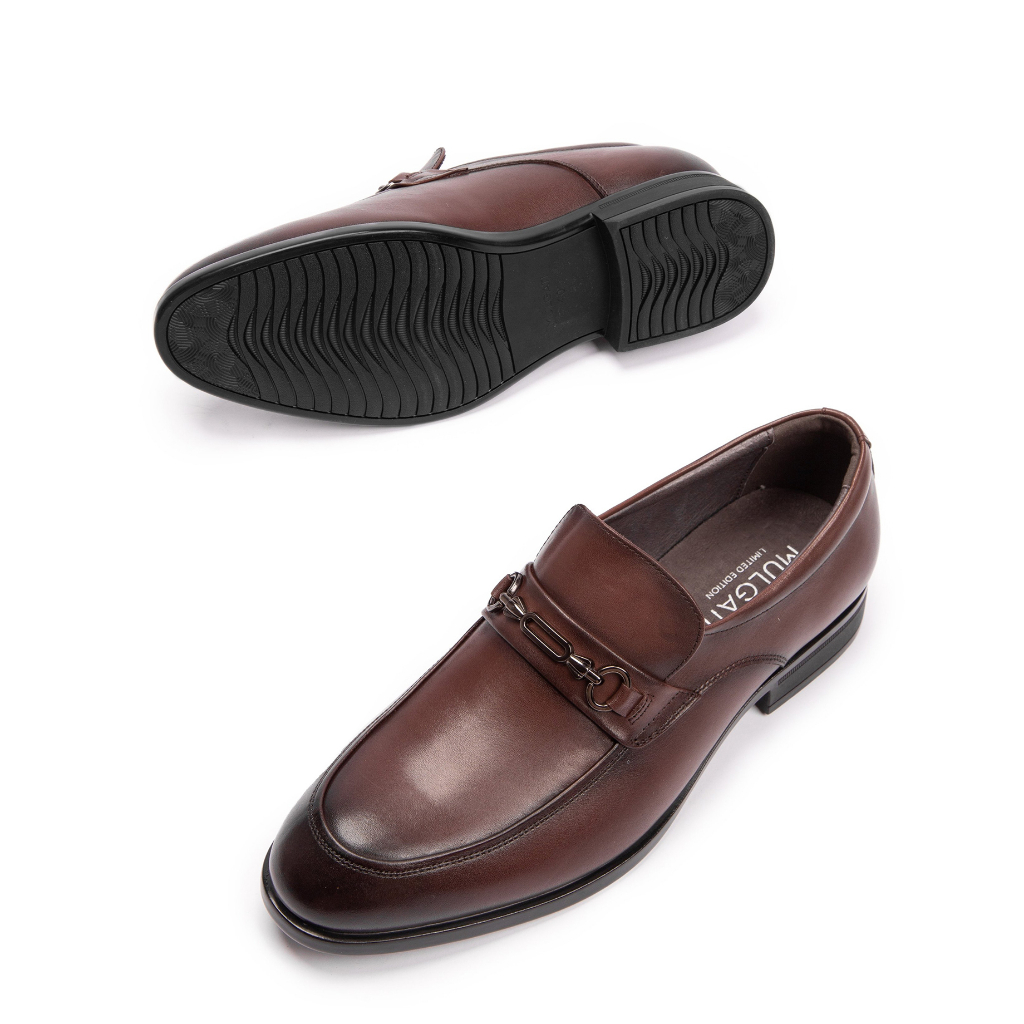 Giày lười nam MULGATI Horsebit Loafer da trơn mũi viền đai kim loại - FA19918