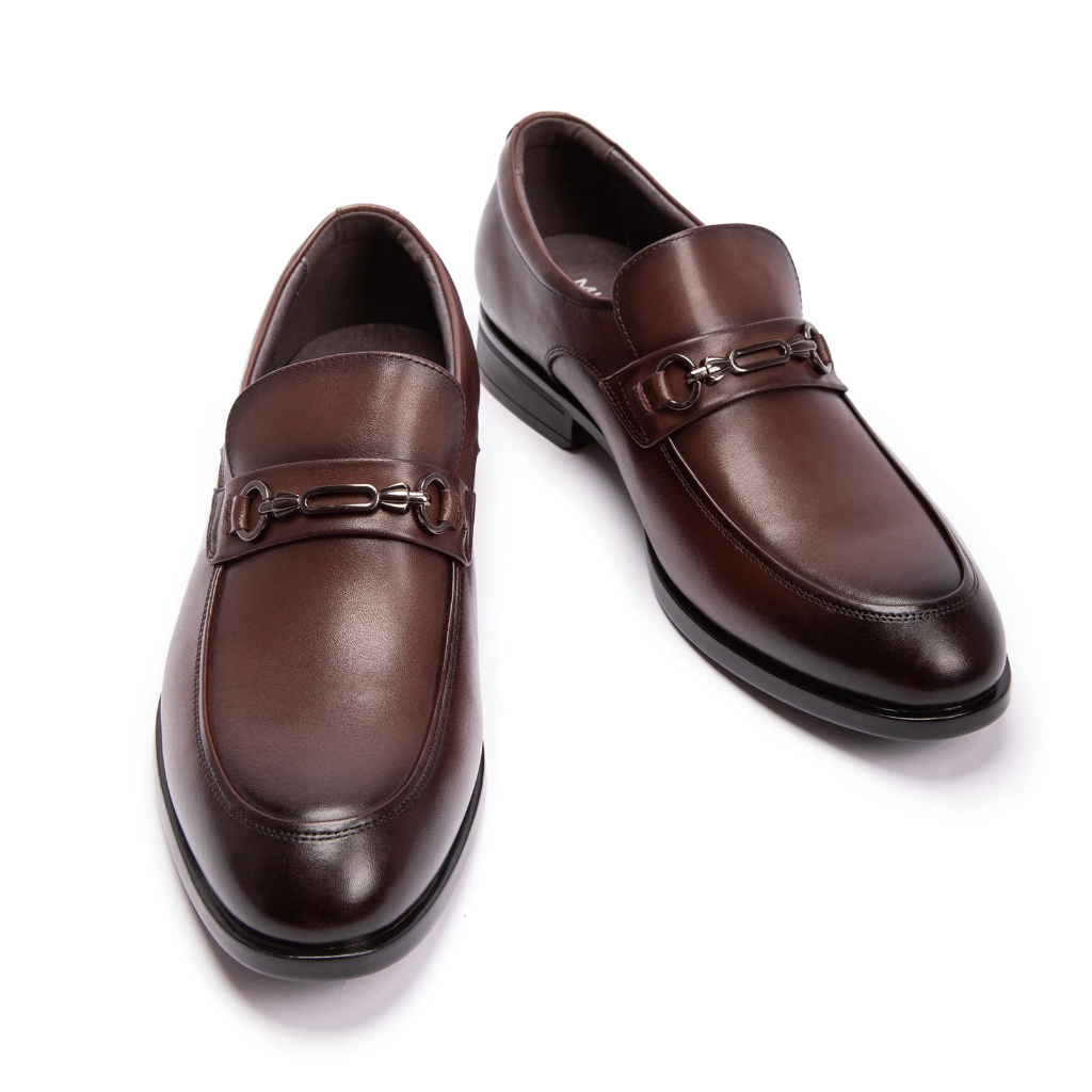 Giày lười nam MULGATI Horsebit Loafer da trơn mũi viền đai kim loại - FA19918