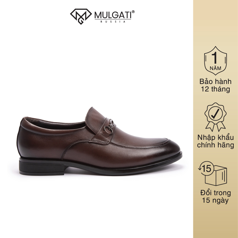 Giày lười nam MULGATI Horsebit Loafer da trơn mũi viền đai kim loại - FA19918