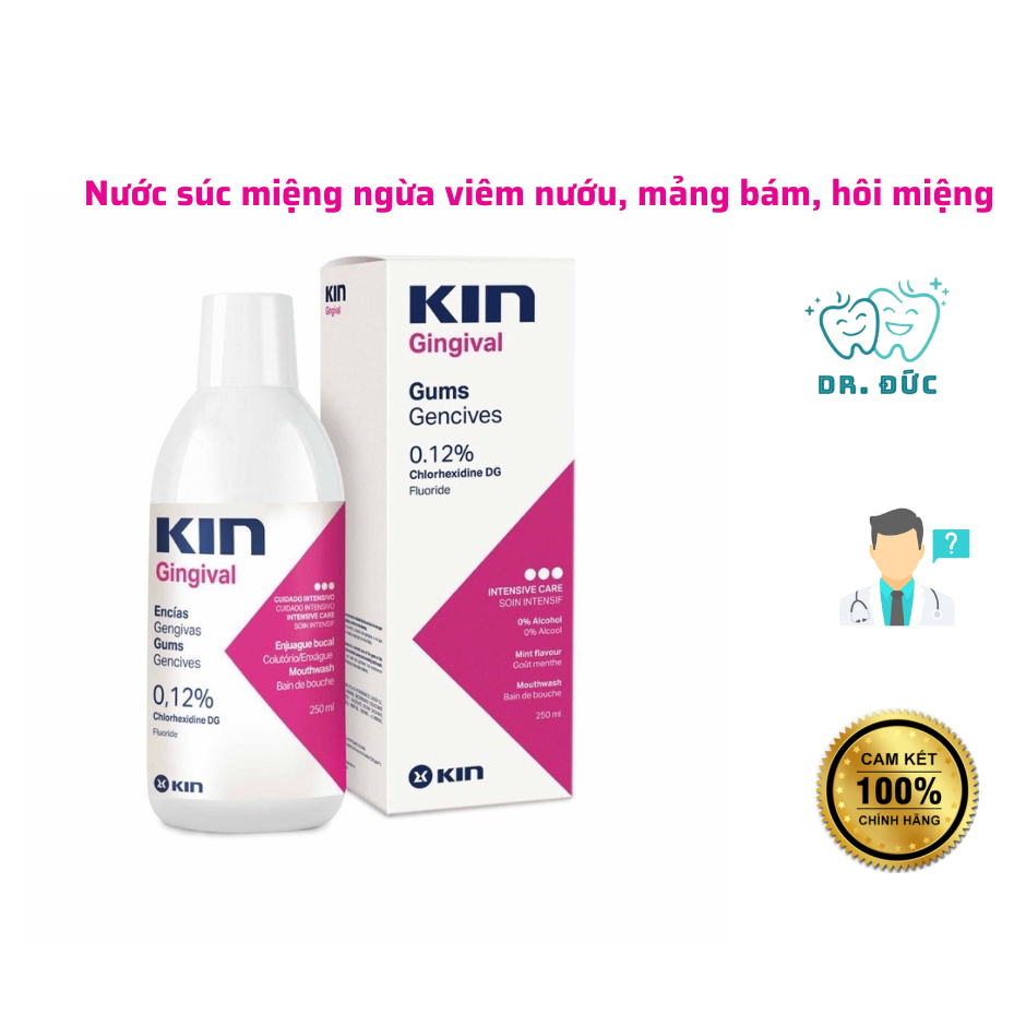 Nước Súc Miệng KIN Gingival Cho Viêm Nướu, Hôi Miệng, Chảy Máu Chân Răng, Sâu Răng, Mảng Bám 250ml