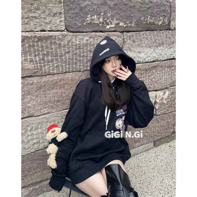 13demar.zo Áo Hoodie Gấu Sticker Siêu Cute