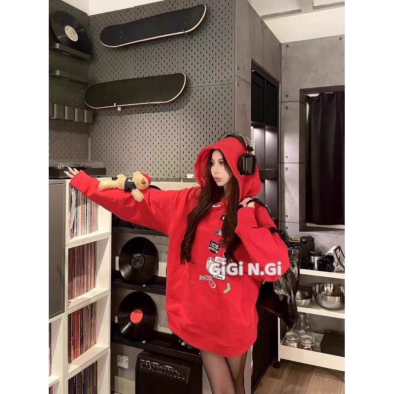 13demar.zo Áo Hoodie Gấu Sticker Siêu Cute